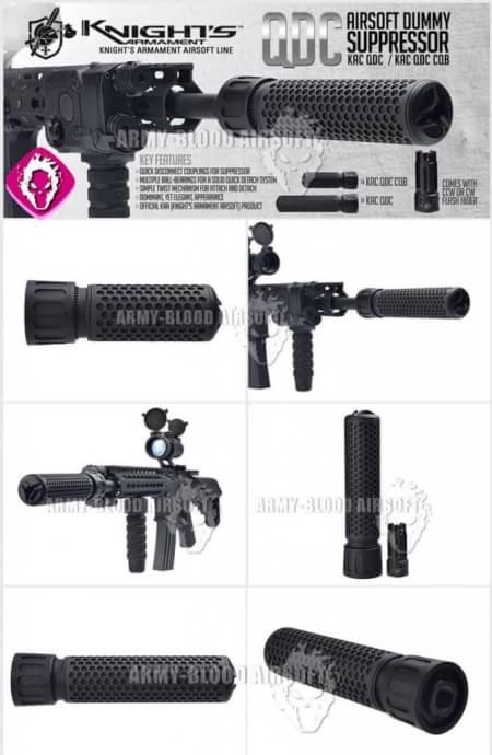 New.Knight's Armament QDC CQB Barrel Extension KAC 556 QDC CQB Airsoft Dummy Quick Detach Suppressor (CQB Length,BK) ราคาพิเศษ
