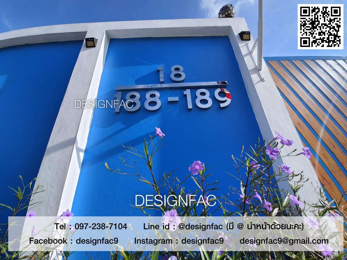 บ้านเลขที่สแตนเลส ตัวเลขสแตนเลสเงินเงา เลขที่บ้านโมเดิร์น ขนาดใหญ่