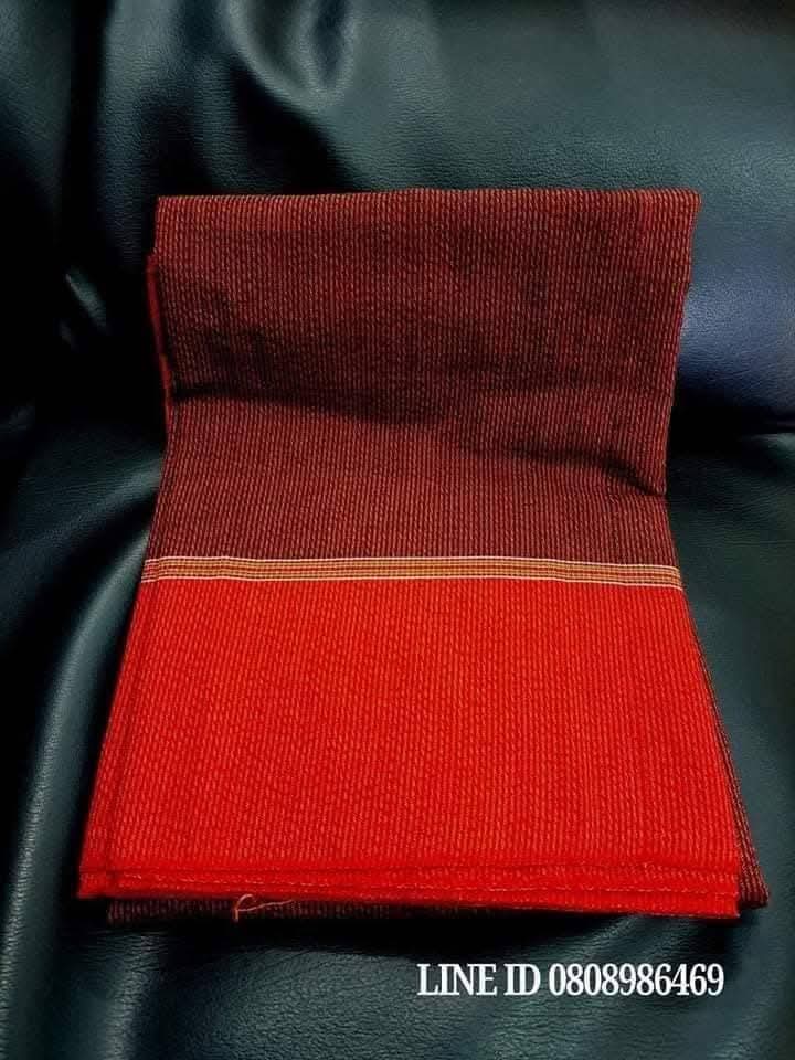 ผ้ามัดหมี่ตีนแดง ผ้าซิ่นตีนแดง ผ้าฝ้ายตีนแดง ผ้าทอพื้นเมือง บุรีรัมย์ ลายอัปสรา 4 เมตร