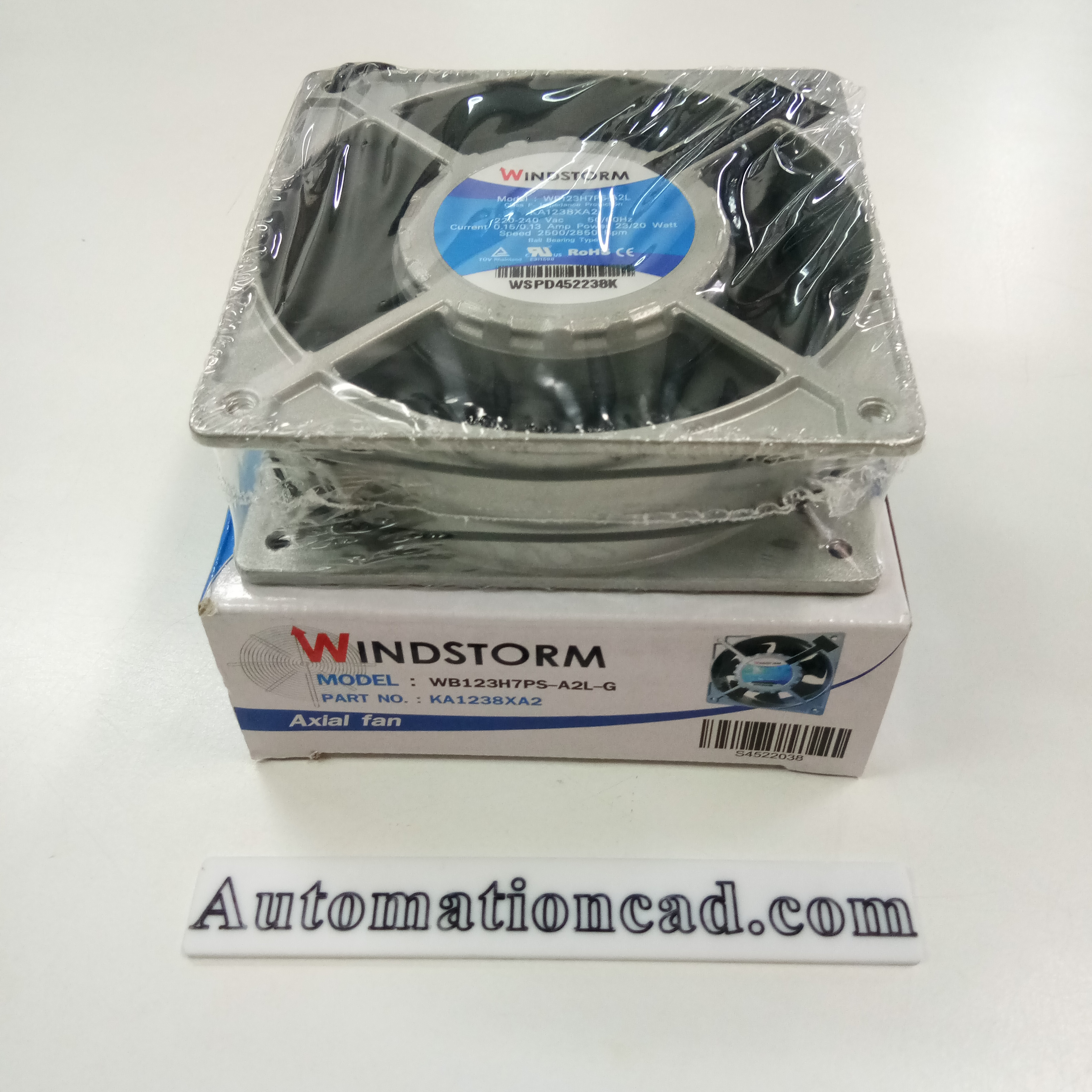 พัดลมระบายอากาศ WINDSTORM ขนาด 4.5 นิ้ว 200-240VAC พร้อมตะแกรง