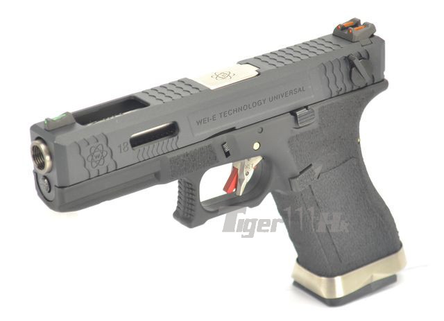 Glock18C T5 Gen4 สไลด์ดำ ท่อเงิน เฟรมดำ WE