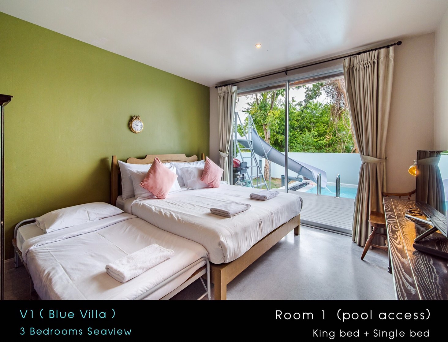 HR15019 บ้านพักหัวหิน บ้านทัศคานี บีช วิลล่า 1 ( Blue 3Bed Sea View )