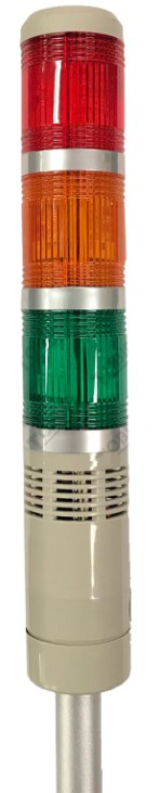 Tower Light TEND ไฟ 3 ชั้น แดง/เขียว/ส้ม แบบก้าน 50mm. 24V ไฟต่อเนื่อง-กระพริบ พร้อมออด