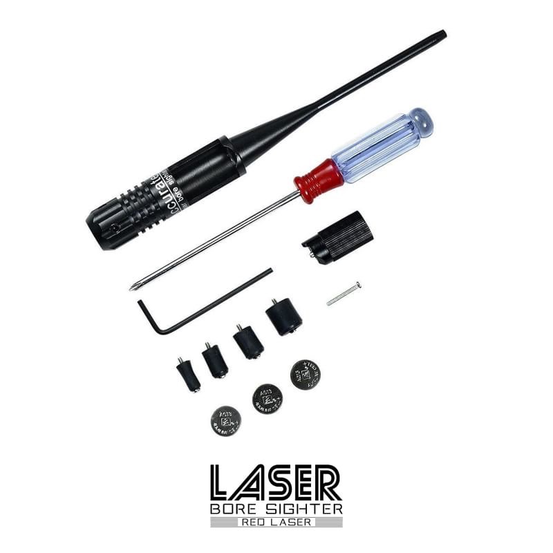Laser Bore Sighter ( สีแดง ) ชุดเลเซอร์สำหรับปรับตั้งศูนย์ ปืนกับกล้องเล็ง ( red dot ) สามารถใช้ปรับได้ทั้ง ปืนสั้นและยาว ลำกล้องขนาดต่างๆ ในชุดมีแถมหัวล๊อคลูกยาง ตั้งแต่ .22 ถึง ขนาด 0.50 cal แถมฟรี ไขควง และ ประแจหกเหลี่ยม สำหรับปรับขัน วิธีใช้งาน 1. ใส
