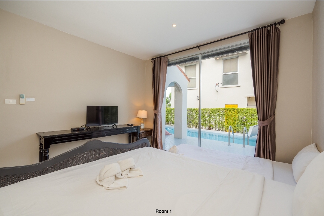 HR15021 บ้านพักหัวหิน บ้านทัศคานี บีช วิลล่า 5 ( White 3Bed Garden View )