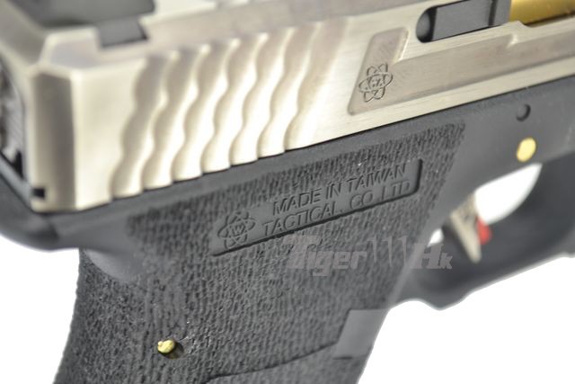 Glock35 T3 Gen4 สไลด์เงิน ท่อทอง เฟรมดำ WE