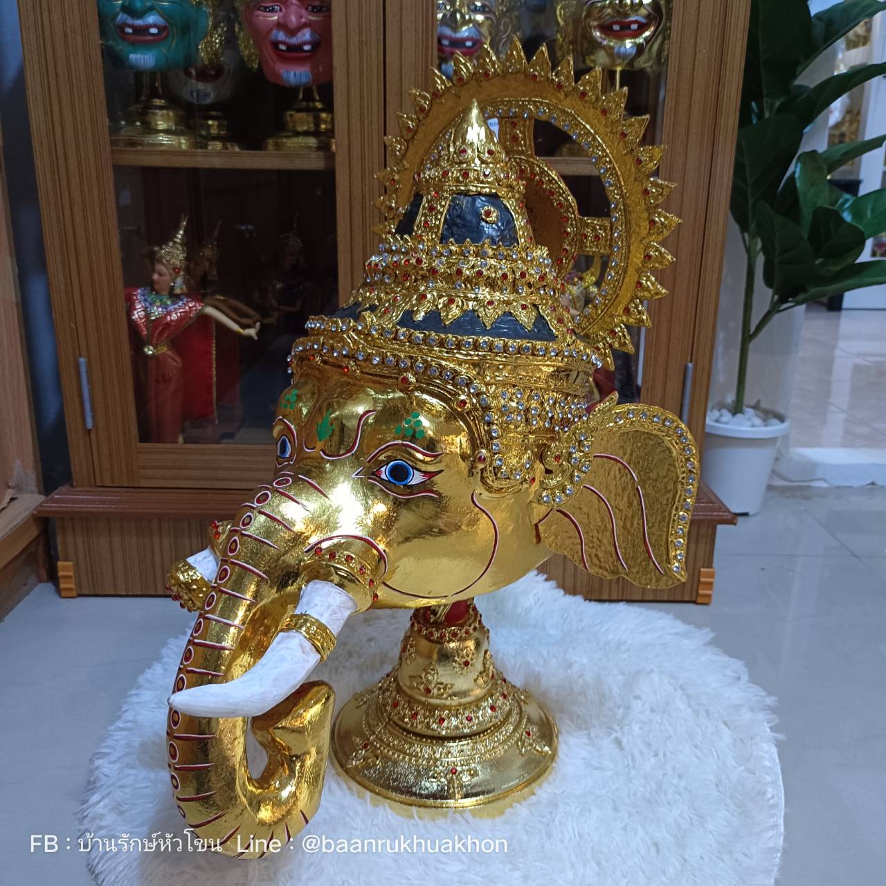 เศียรครู พระพิฆเนศ (หน้าทอง) ขนาดครอบ