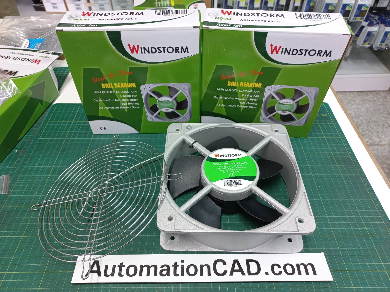 พัดลมระบายอากาศ WINDSTORM ขนาด 8 นิ้ว ไฟ 60W พร้อมตะแกรง ลูกปืนแบบ Ball Bearing