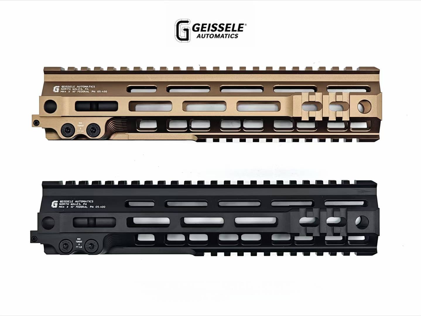 New. ชุดหน้า M4 Geissele MK4 ชุดรางหน้ารางบนเป็น รางPicatinny รอบชุดหน้า เป็นรางระบบ M-lok และมีเสริมราง Picatinny บริเวณด้านหน้า 3ด้าน เพื่อให้สะดวกในการติดอุปกรณ์ วัสดุ อะลูมิเนียม ความยาว 10นิ้ว น้ำหนัก 328g มีให้เลือก 2 สี คือ ดำ และทราย