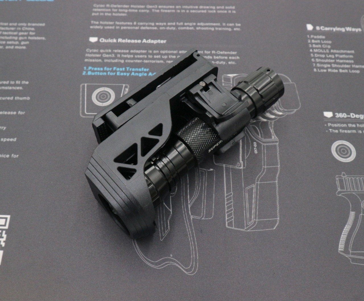 New.ซองไฟฉายโพลิเมอร์ ( Flashlight holster ) 💫 ผลิตจาก Polymer เกรดคุณภาพ 💫 ใช้สำหรับไฟฉาย ที่ขนาดแกนกลาง Dia 2.5 - 3 cm. 💫 ขนาดหัวไฟฉาย ใหญ่ไม่เกิน 3.4 cm. 💫 ตัวล็อคเข็มขัดแบบ Teklok ใช้กับเข็มขัดกว้างขนาด 1.2 - 2.5 นิ้ว (