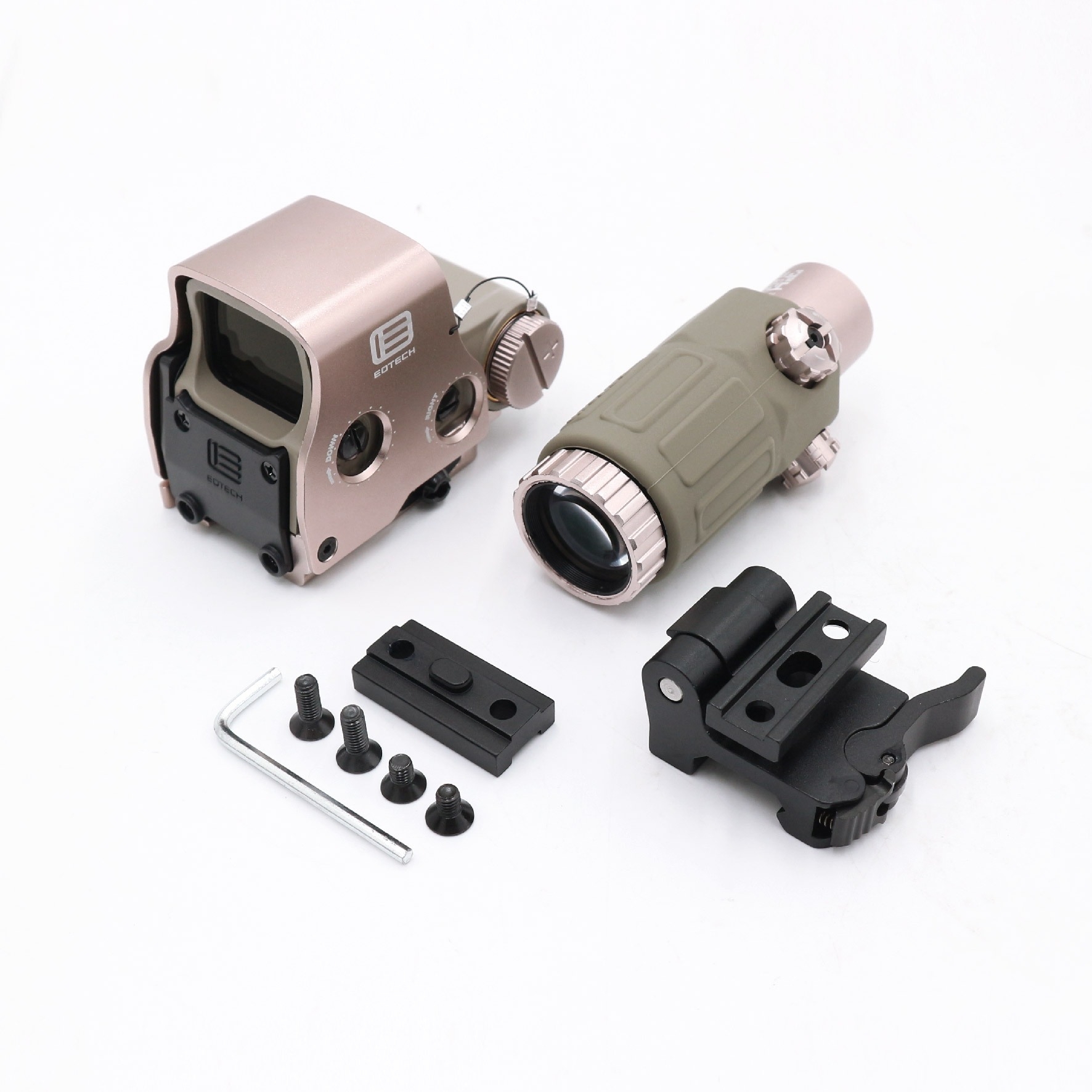 Set Eo-Tech 558 + ซูมหลังดอท รุ่น G33) 1 ชุด ประกอบด้วย 1. ดอท Eo-Tech ⚡️เป้าเป็นแบบ Holo-Graphic ปรับได้ 2 สี คือ สีแดง และ สีเขียว ⚡️ตัวเป้าปรับความเข้มของแสงได้ ⚡️ขาจับรางเป็นแบบปลดไว ใช้กับรางขนาด 20mm ⚡ใช้กับถ่าน CR123A (