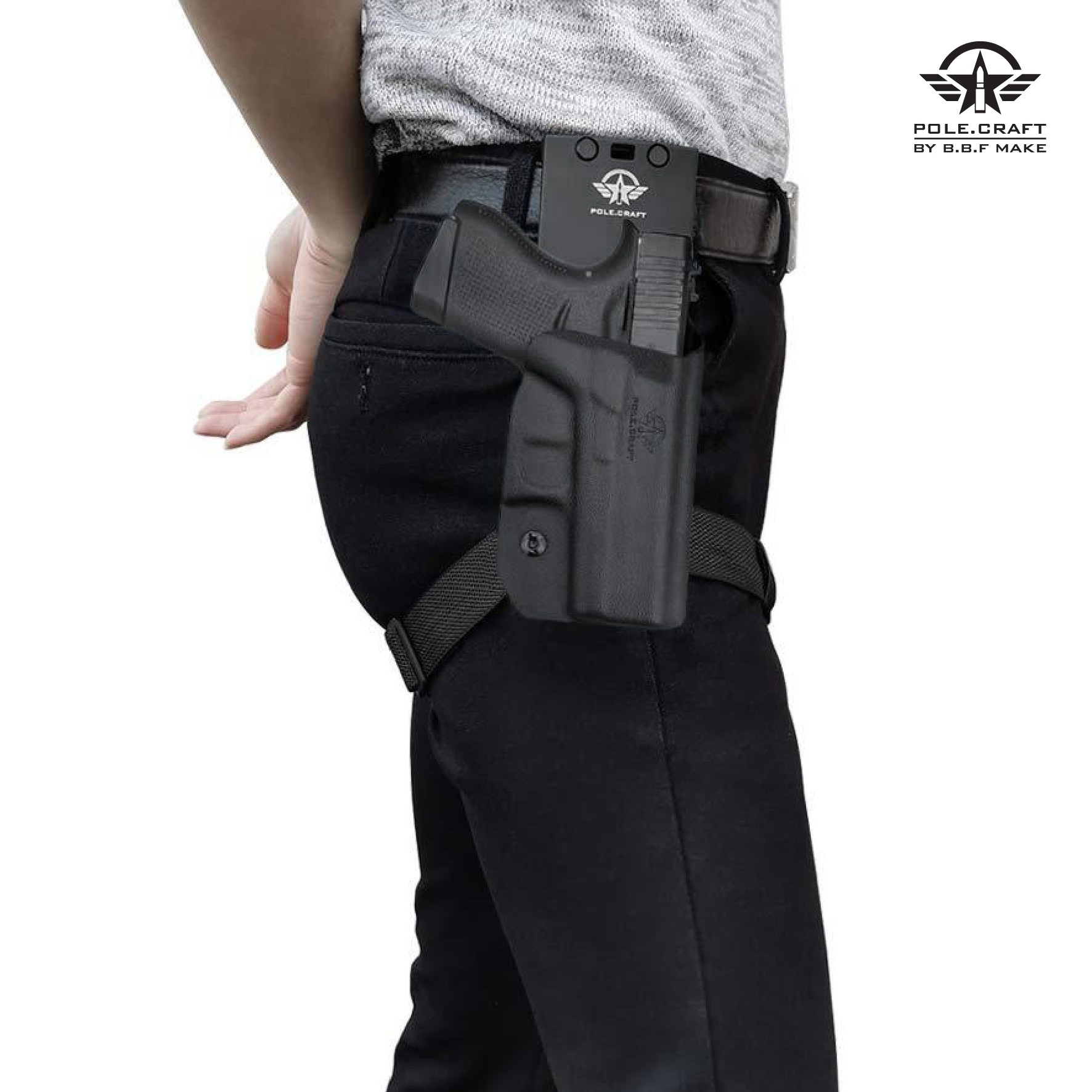 New.ซองพกนอก KYDEX + เพลทต่ำ ปรับระดับ รุ่น Glock 43 / Glock 43X (Gen 1-5)(K1100) ดำ ขวา