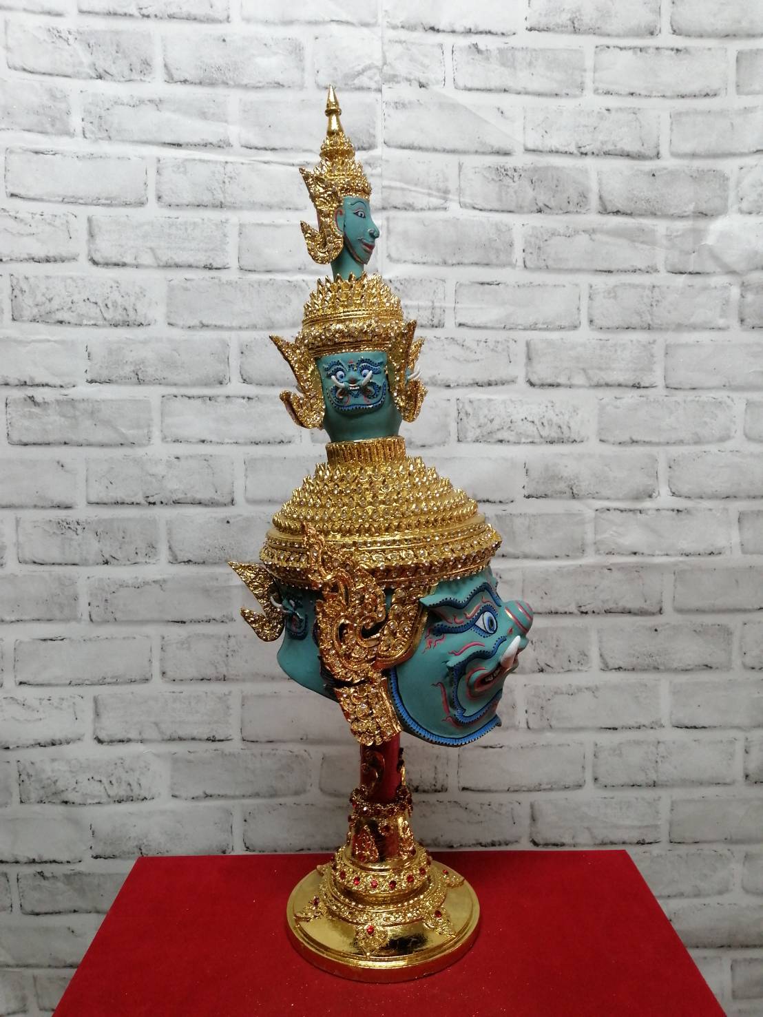 ทศกัณฐ์ ขนาดผลส้มโอ (เกรดพรีเมี่ยม) พร้อมฐานปิดทองประดับเพชร