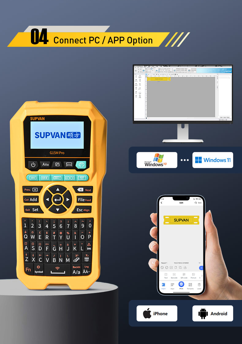 Supvan Label Printer G15M Pro เครื่องพิมพ์ฉลาก Tag 203dpi