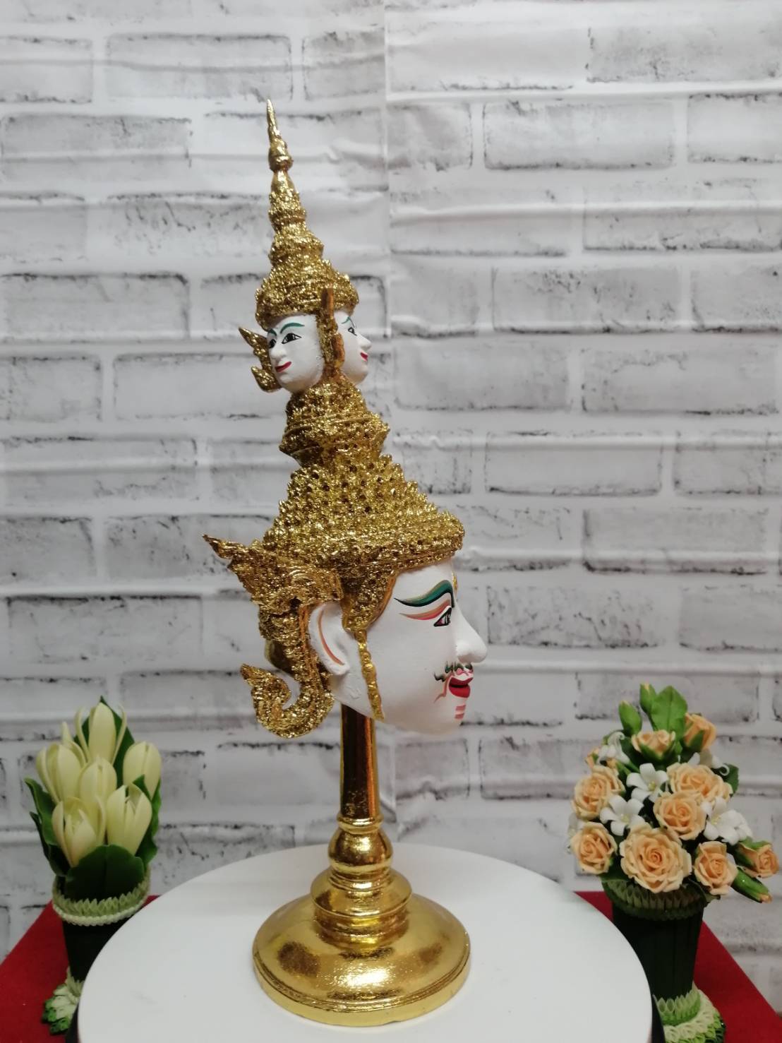 เศียรครู พระพรหรม ขนาด 5 นิ้ว พร้อมฐานปิดทอง