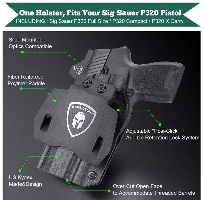 New.ซองพกนอก KYDEX Warriorland รุ่น Sig Sauer P320 ( OWB Kydex Holster Warriorland ) 🍁 แผ่น Kydex นำเข้าจาก USA หนา 2 mm. 🍁 ตัวยึดเข็มขัดเพลทเหน็บ เข้ากับเข็มขัดขนาด 1.5-1.75 นิ้ว 🍁 ออกแบบให้รองรับ Red dot 🍁 ตัวซองสามารถปรั
