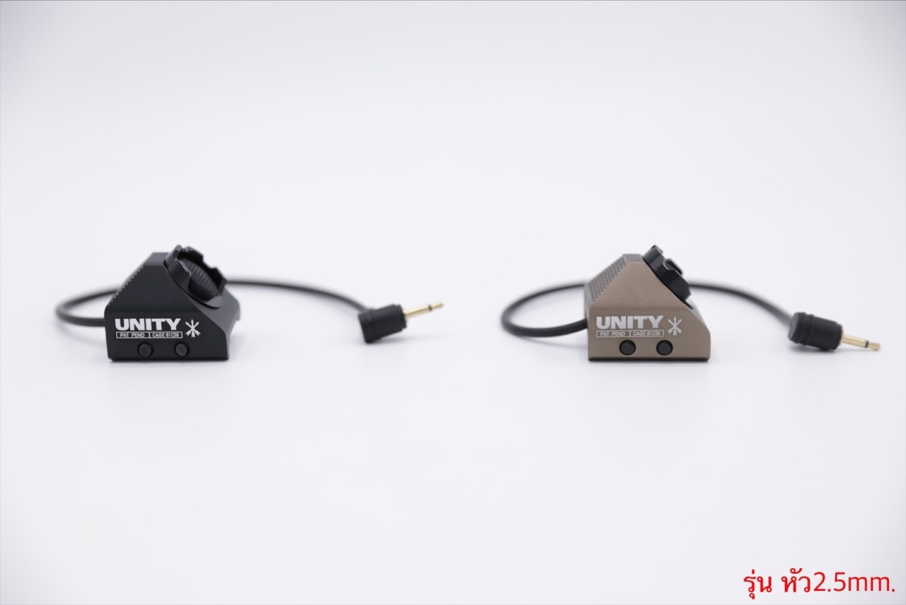 สวิตช์หางหนู ยี่ห้อ Unity (Hot Button) รุ่น ราง 20mm. (Picatinny) หัวปลั๊กมี2รุ่นให้เลือก : #รุ่นหัวปลั๊กไฟฉาย Surefire #รุ่นหัวปลั๊ก 2.5mm. (สำหรับกล่องไฟฉาย และ เลเซอร์ชี้เป้า PEQ,DBAL) คุณสมบัติ : #ผลิตจากอลูมิเนียม #ตัวสายไฟใช้วัสดุอย่างดี #สวิตช์หางห