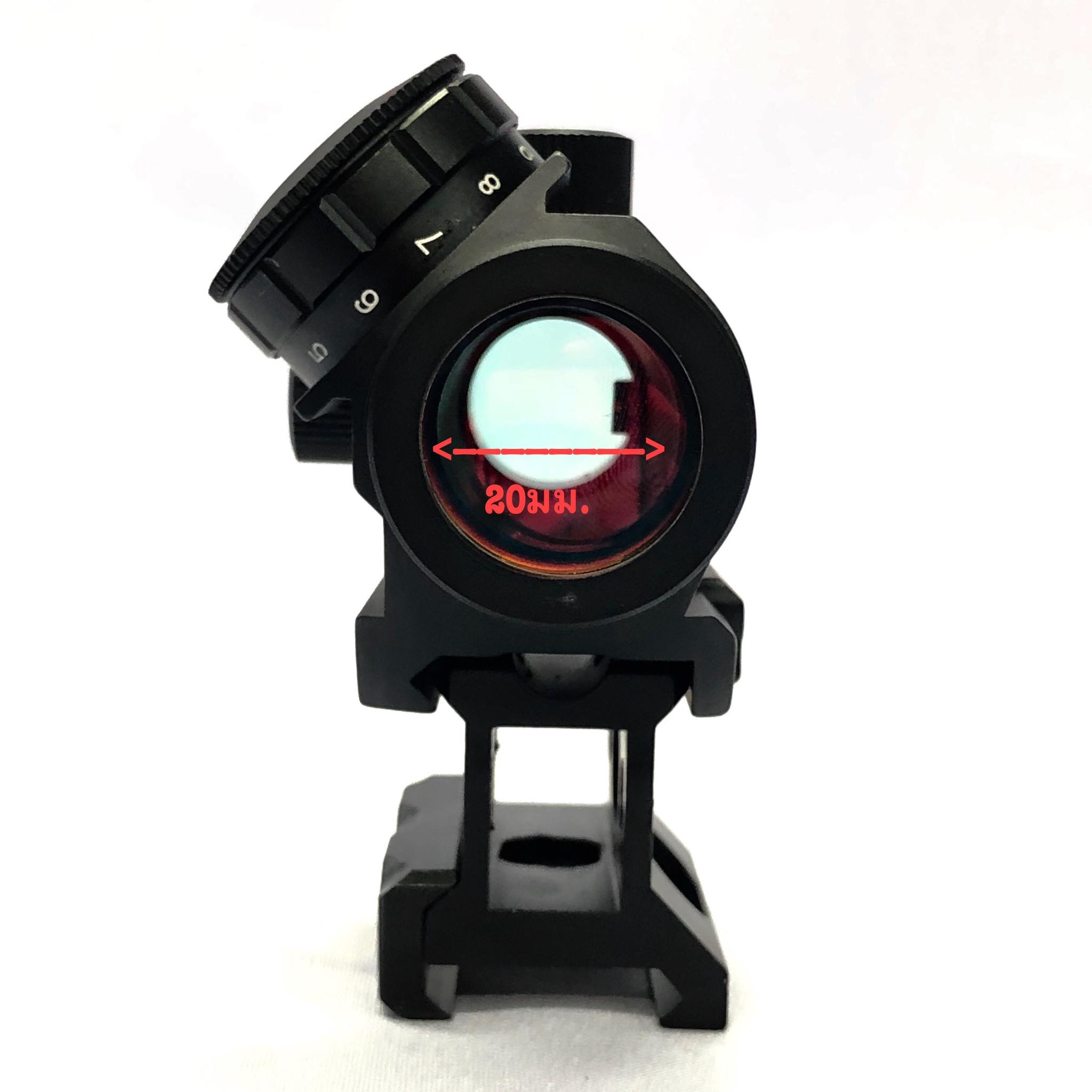 Vector Optics Victoptic 1x22 ปรับความเข้มของเป้าได้11ระดับ มาพร้อมกับขาสูงและขาเตี้ยให้เลือกใช้งาน สามารถใช้ร่วมกับNight Visionได้ ใช้ถ่านCR2032 จำนวน1ก้อน รองรับ .223 .308 7.62 .3006 .300win 9mm .45ACP pistols .22 ลูกซองขนาดลำกล้อง20ga และ 12ga ราคา 3,50