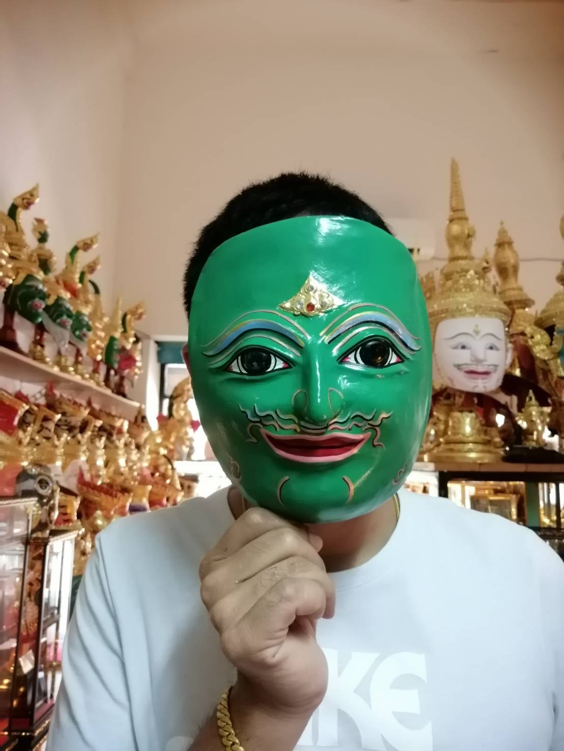 หน้ากากพระราม ใส่ตาแก้ว ปิดทอง ประดับเพชร