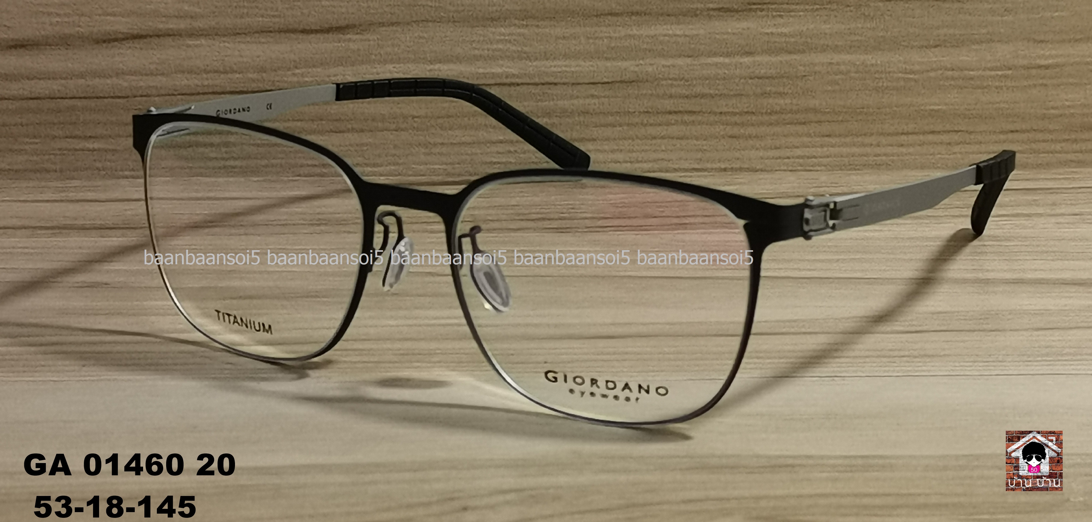 GIORDANO GA01460 20 โปรโมชั่น กรอบแว่นตาพร้อมเลนส์ HOYA ราคา 3,500 บาท