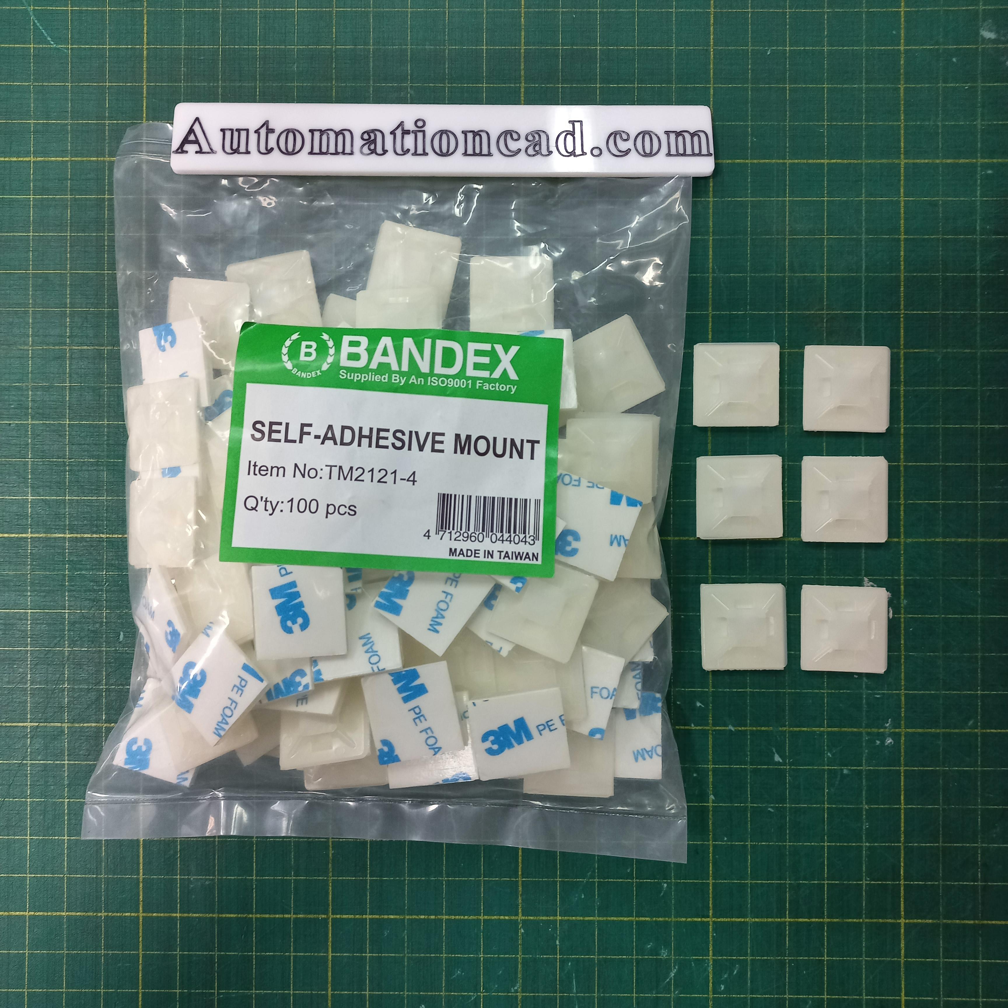 Self Adhesive Tie Mount แป้นกาว แป้นคล้องเคเบิ้ลไทร์ BANDEX สีขาว ตีนตุ๊กแก