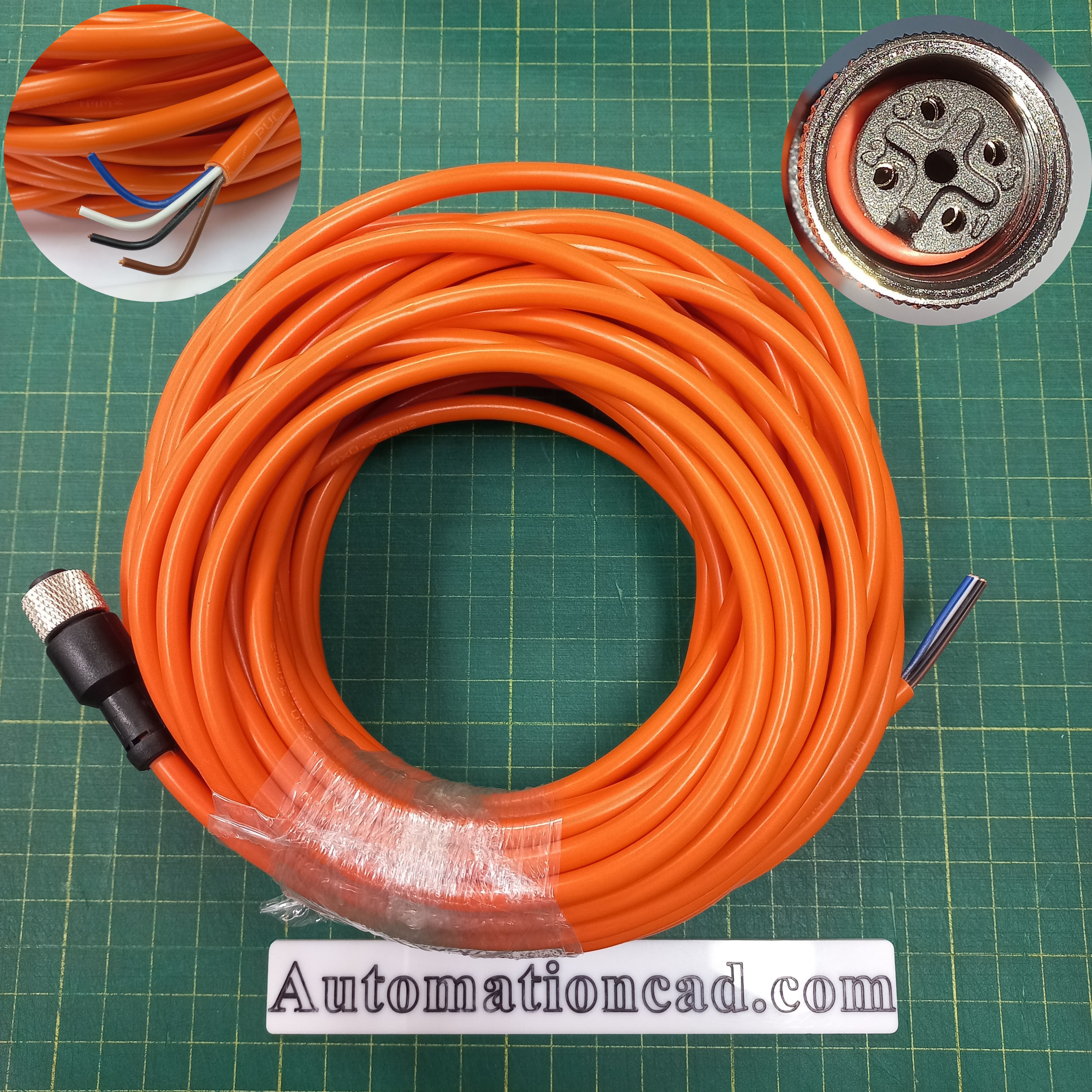 สายพร้อม CONNECTOR (PUR) แบบตรง เกลียว M12 ตัวเมีย แบบ 4 ขา ยาว 15m.