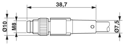 สายพร้อม CONNECTOR PHOENIX CONTACT 3 ขา ตัวผู้ แบบตรง M8 ยาว 3 m.
