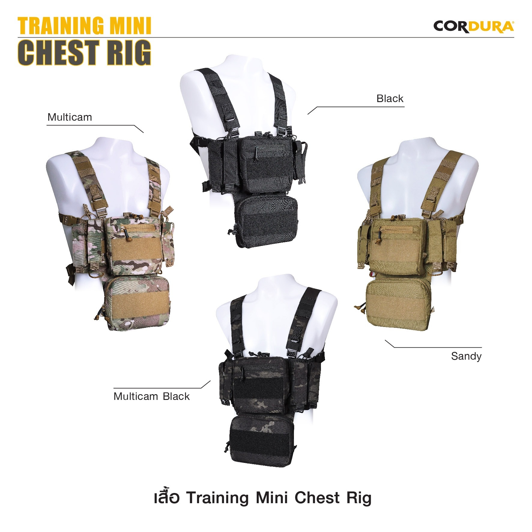 เสื้อ Training Mini Chest Rig 🔱 ผลิตจากผ้า Cordura 500D 🔱 มีช่องใส่แม็ก 5.56 * 4 ช่อง ( 2 ช่องตรงกลางถอดออกได้ ) 🔱 ด้านข้างมีช่องสำหรับใส่อุปกรณ์ต่างๆ เช่น แม็กปืนพก, multitool, ไฟฉาย อื่นๆ 🔱 Main pouch ด้านหน้า สามารถใส่สิ