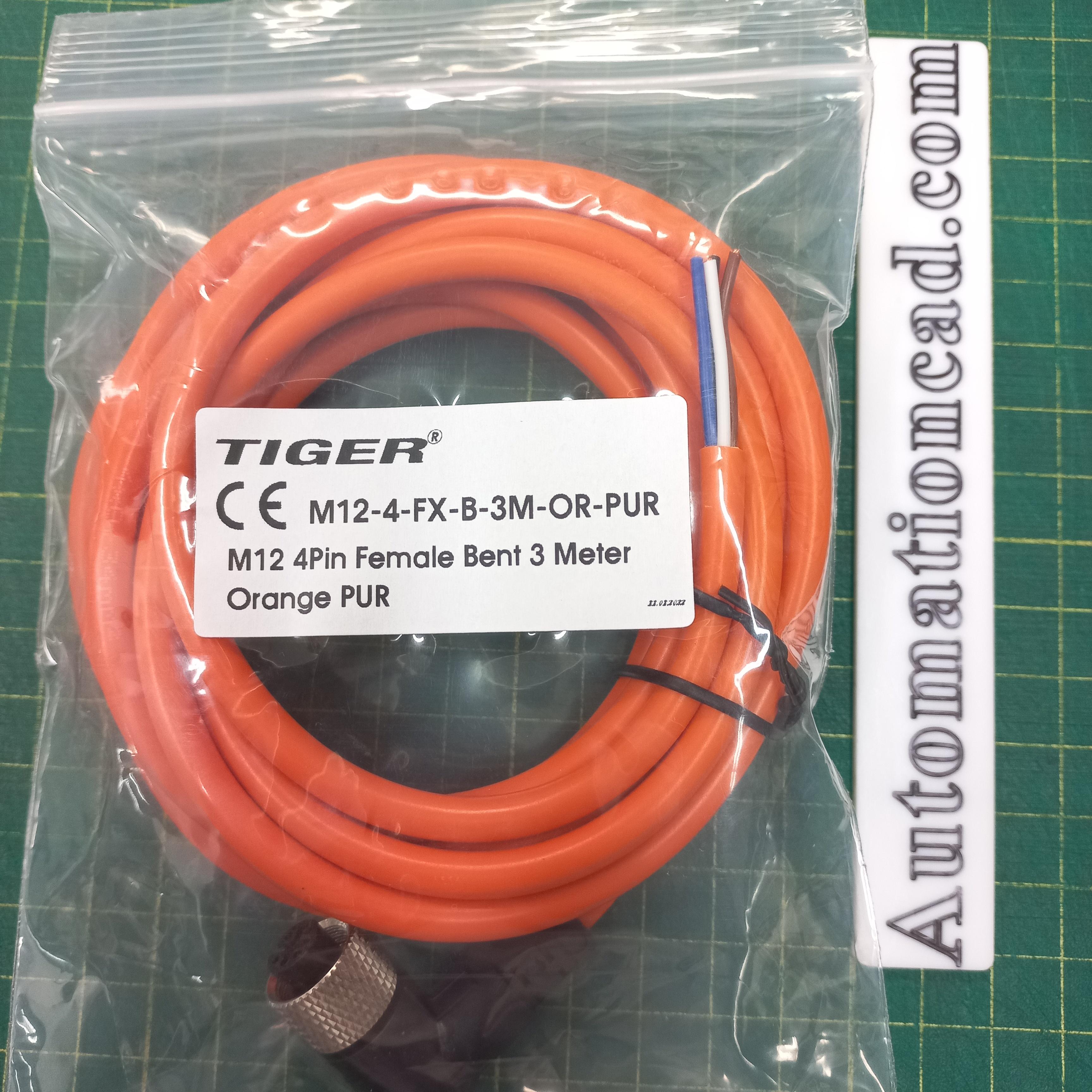 สายพร้อม CONNECTOR (PUR) แบบงอ 90 ํ เกลียว M12 ตัวเมีย แบบ 4 ขา ยาว 3m.