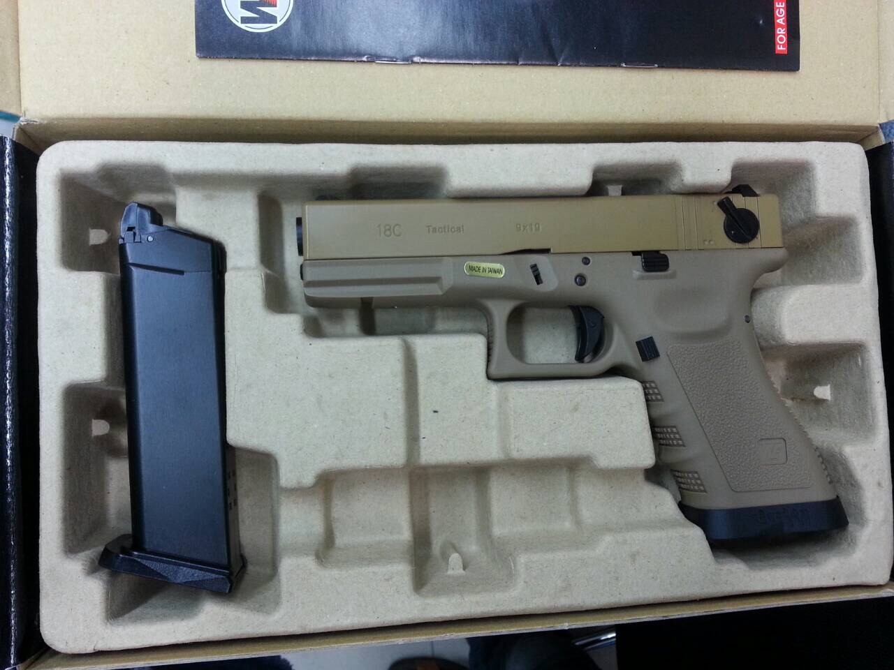 New.WE Glock18C T3 เซมิ-ออโต้ สไลด์ทราย เฟรมเขียว ท่อดำ ราคาพิเศษ