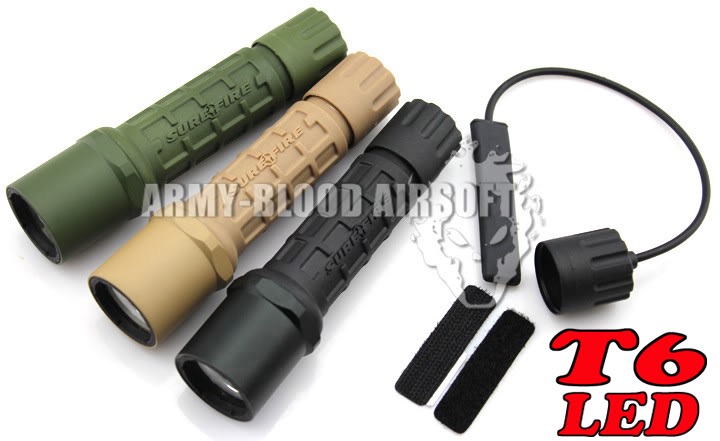 SureFire G2 Style T6 LED Flashlight with Remote Pressure Switch (BK/DE/OD)