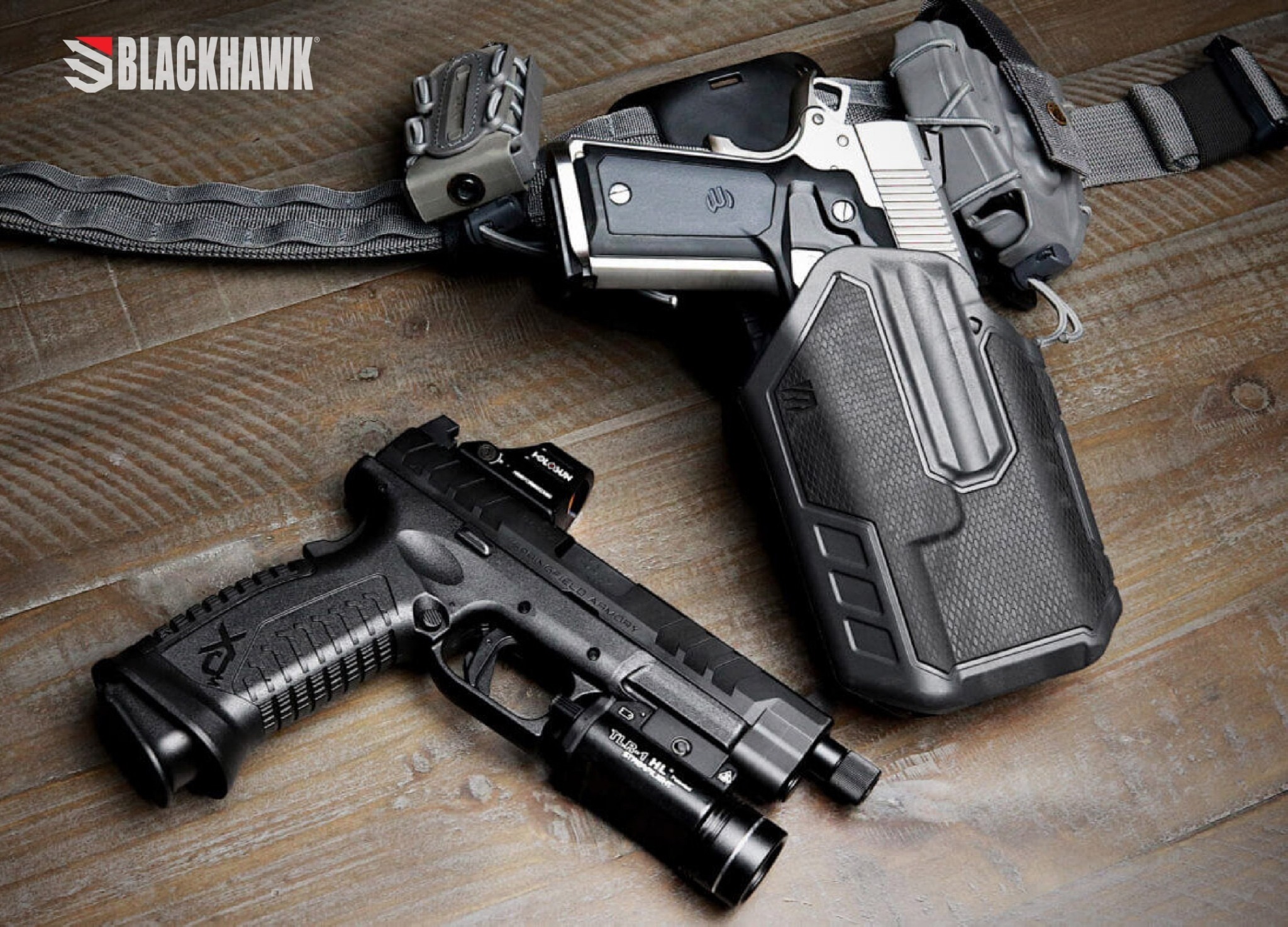 New.ซองปืน Blackhawk OMNIVORE ( Omnivore Multift Holsters ) ⚓ ซองปืนปลดล็อคนิ้วโป้ง ( Level 2 ) ⚓ ใช้กับปืนพกได้มากกว่า 150 รุ่น ( ตามตาราง ) ⚓ ใช้ยึดแบบเพลทเหน็บหรือร้อยเข็มขัดได้ 📌 ใช้คู่กับไฟฉาย Streamlight TLR-1 & TLR-2 (