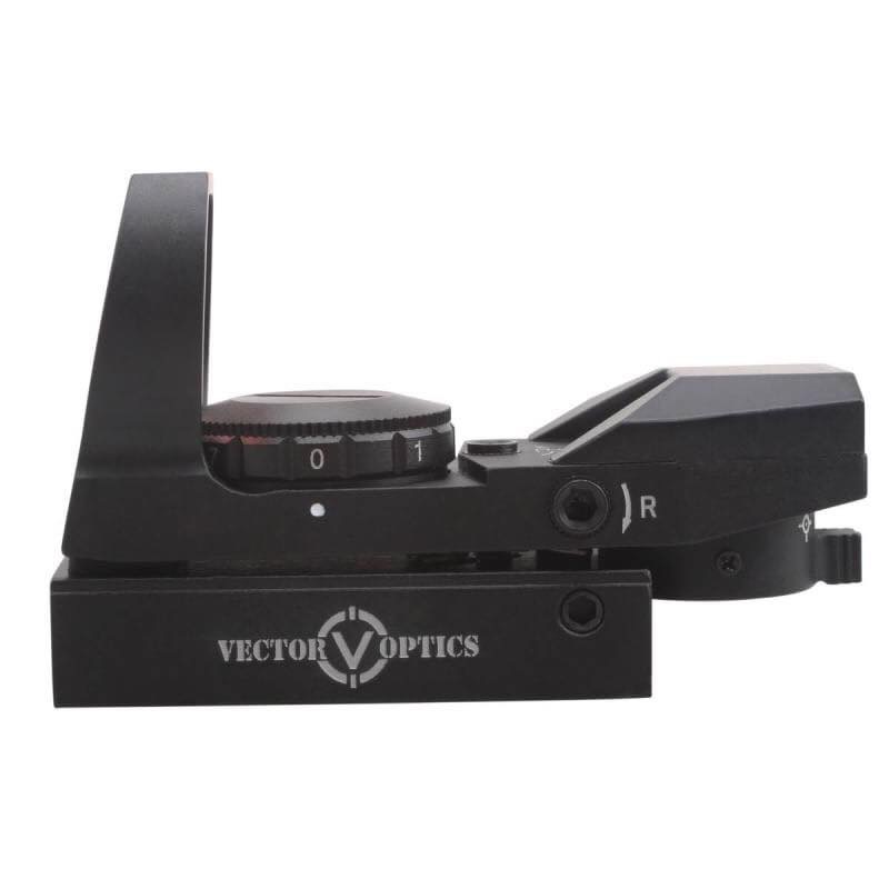 Vector Optics Imp 4 Reticle Sight (dovetail) ขาจับราง11mm. มีเป้าให้ปรับเปลี่ยนได้4แบบ ปรับความเข้มของเป้าได้7ระดับ ใช้ถ่านCR2032 จำนวน1ก้อน รองรับ .223 5.56 .308 7.62 .22 ลูกซองขนาดลำกล้อง20ga และ 12ga —————————- ราคา 2,500 บาท