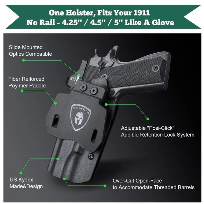 New. ซองพกนอก KYDEX Warriorland 1911 4.5"-5" ( ไม่มีราง ) Colt/ Kimber/ Springfield/ S&W/ Ruger/ Taurus/ ( OWB Kydex Holster Warriorland ) 📍Sig Sauer P320 📍Glock 19 Gen1-5 📍Glock 43/43X 📍1911 4.5"-5" ( ไ
