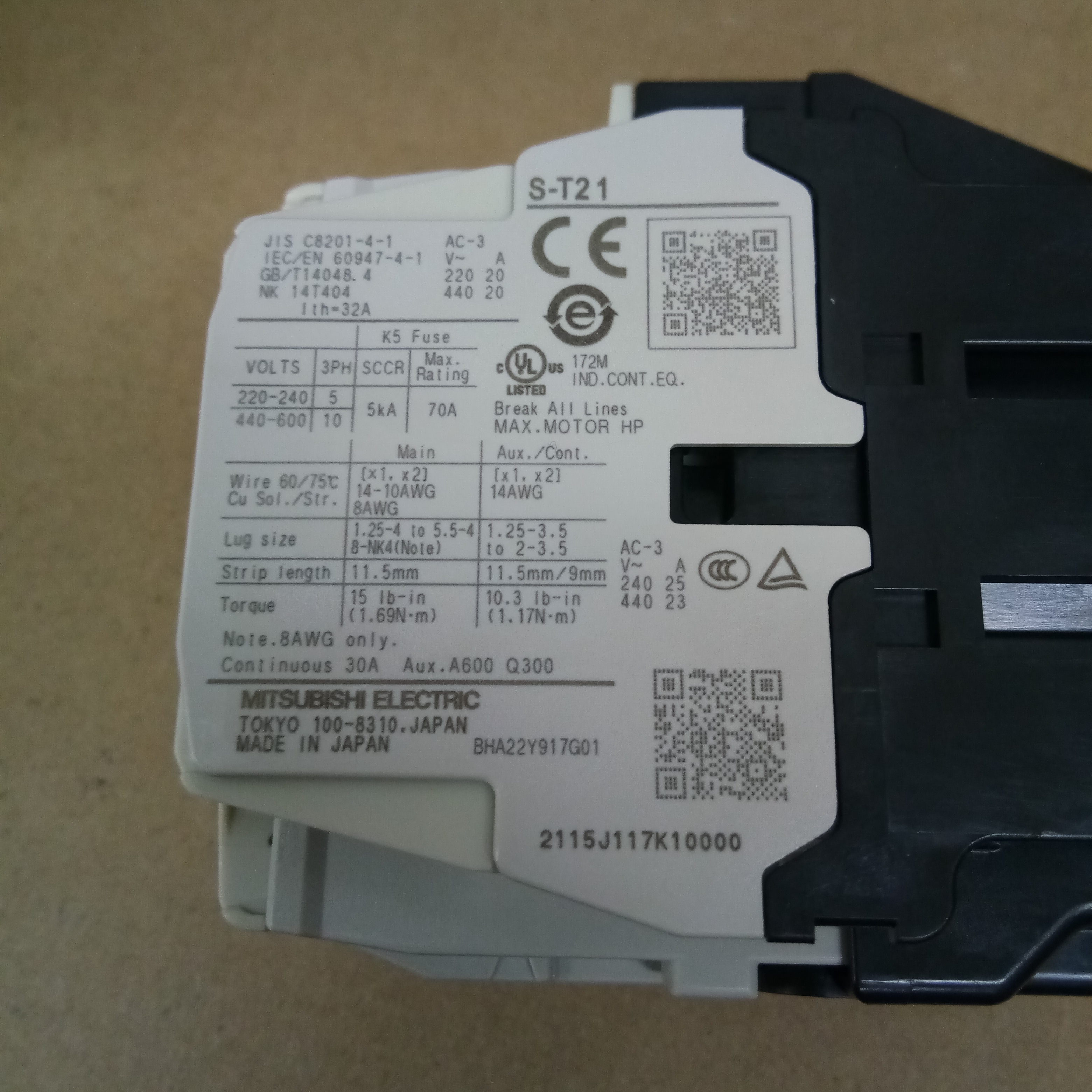 MITSUBISHI แมกเนติก คอนแทคเตอร์ MS-T/N Series รุ่น S-T21 220V