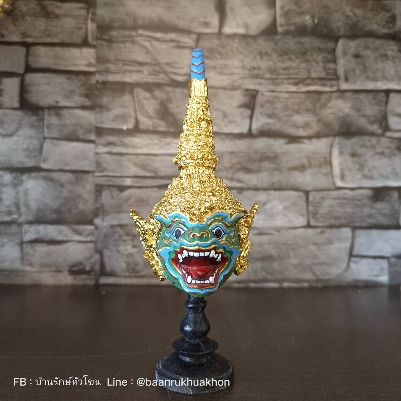 หัวโขนจิ๋ว พาลี เกรดพรีเมี่ยม เรซิ่นปิดทอง พร้อมขาตั้งสีดำ