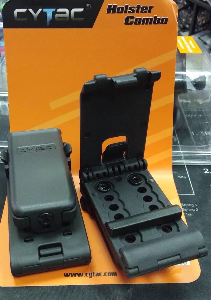 New.ซองปืน Cytac 🔰 ปลดไวด้วยนิ้วโป้ง 🔰 📌Sig p320sp 📌Glock17,22,31 📌Glock19,23,32 📌Glock43 📌บาเรตต้า 92f 🔰 ใน1ชุด มาพร้อมซองปืนที่สามารถปลดไวออกจากเพลตได้ และ ซองแม็คกาซีนเดี้ยว 1 ชุด 🔰