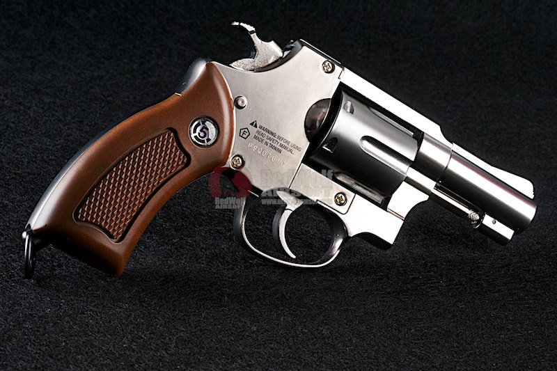 New.Gun Heaven (Win Gun) Sheriff M36 2.5 inch 6mm Co2 Revolver (Brown Grip) - Silver ราคาพิเศษ