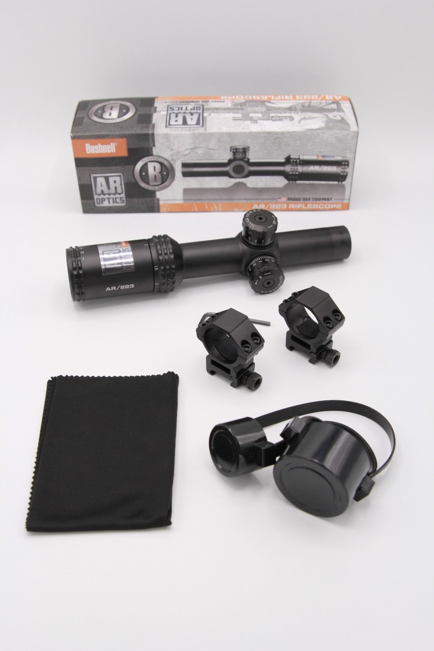 สโคปยิงไว ยี่ห้อ Bushnell รุ่น AR1-4*24 สเปค : ซูม1-4เท่า หน้า24 คุณสมบัติ : -สามารถซูมได้1ถึง4เท่า -สามารถปรับโฟกัสได้ -ตัวสโคปเป็นแบบปรับนอก อุปกรณ์ภายในกล่อง -ตัวสโคป -ฝาปิดกล้อง -ขาจับกล้อง -ผ้าเช็ดเลนส์ ราคา 4,800 บาท