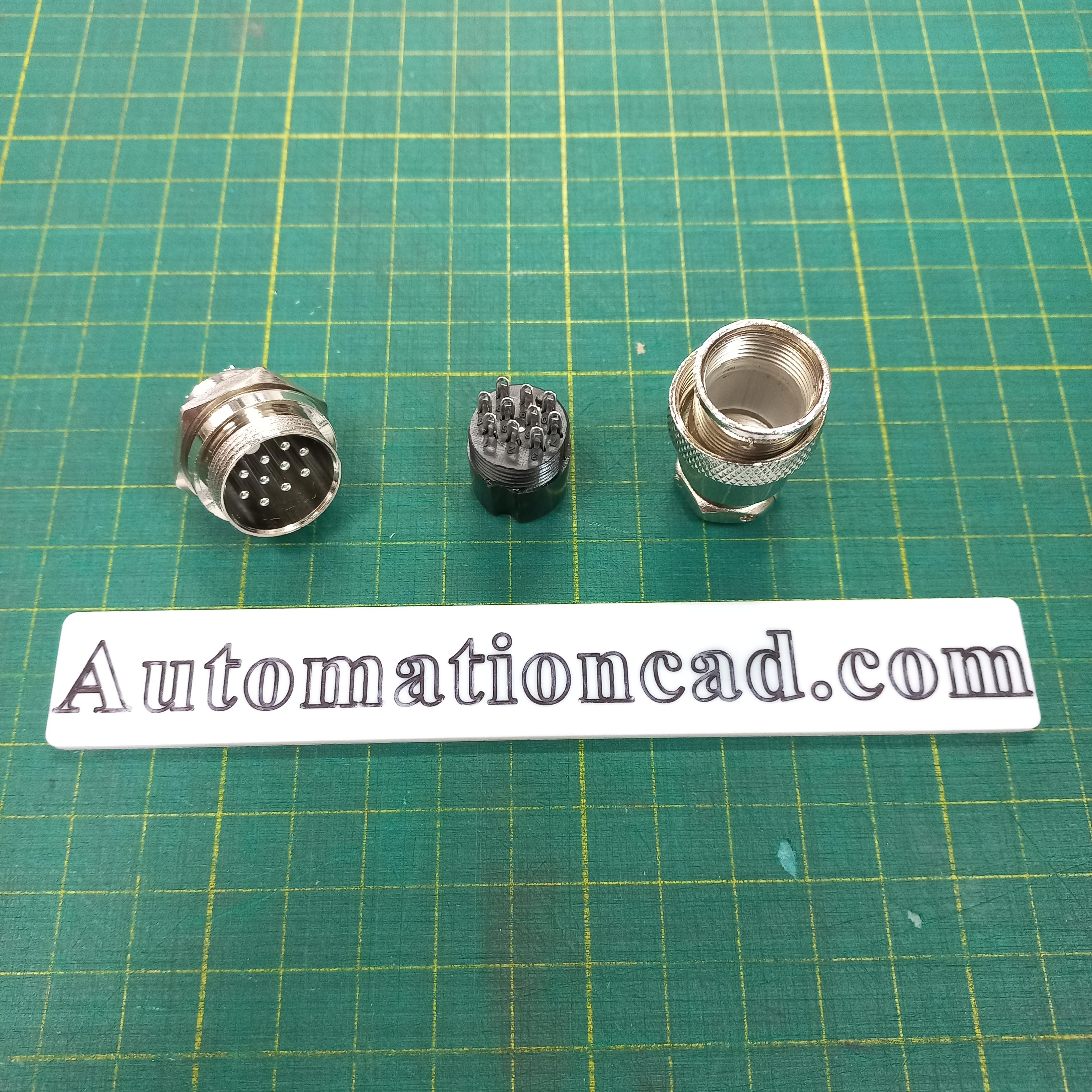 คอนเนคเตอร์ 10 Pins แบบตรง ตัวผู้+ตัวเมีย Connector เกลียว 20 มิล