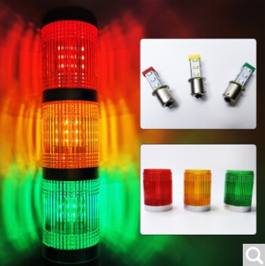 Tower Light TEND ไฟ 3 ชั้น แดง/เขียว/ส้ม แบบแป้น 50mm. 24V ไฟต่อเนื่อง-กระพริบ พร้อมออด