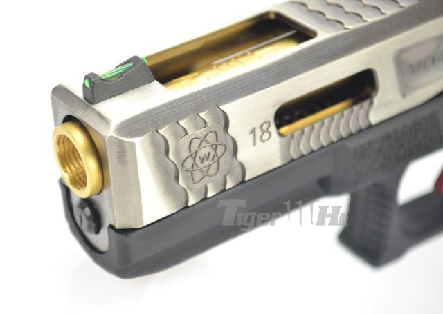 Glock18C T3 Gen4 สไลด์เงิน ท่อทอง เฟรมดำ WE
