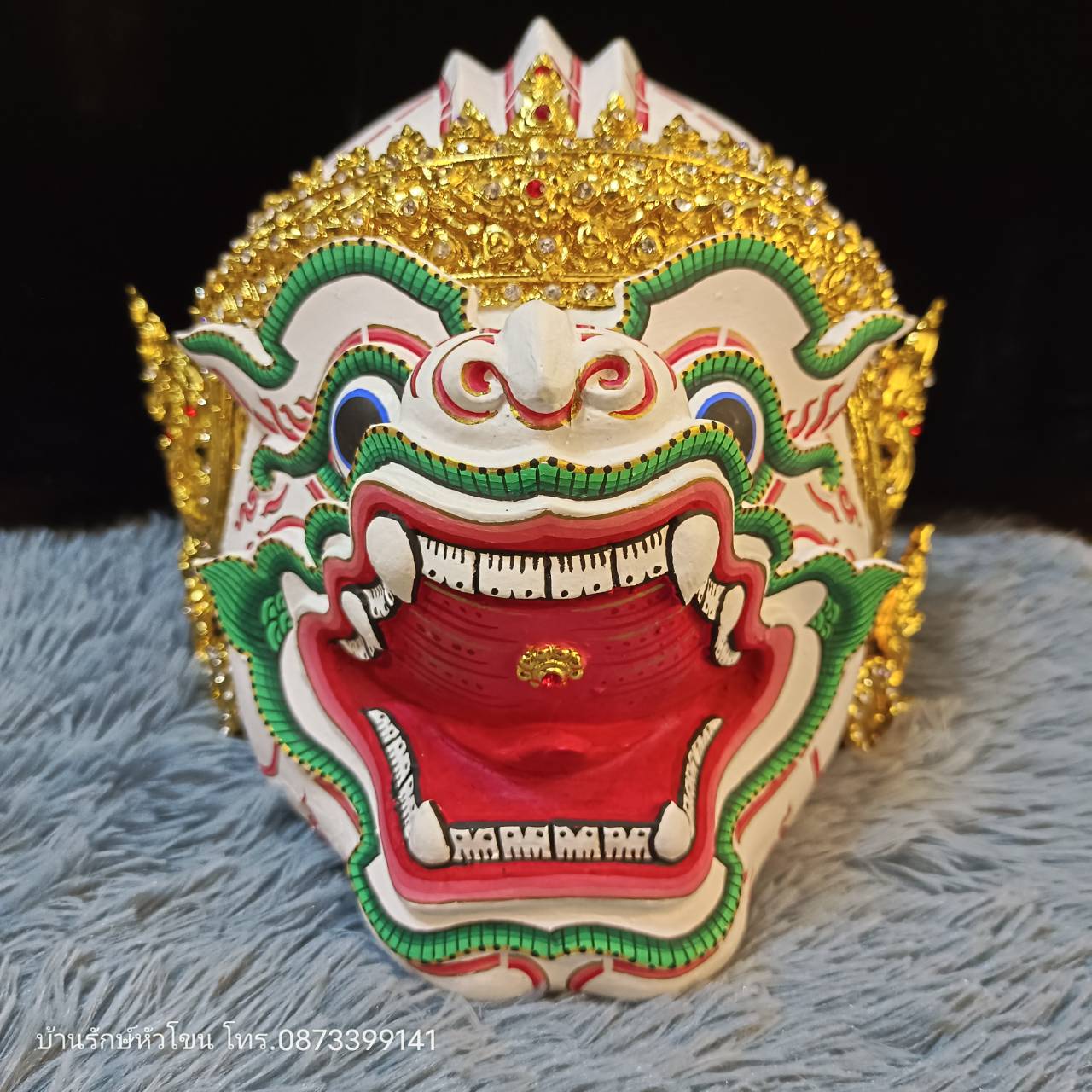 หัวโขนลิง ติดผนัง (ลิงขาว หนุมาน) เกรดพรีเมี่ยมประดับเพชร