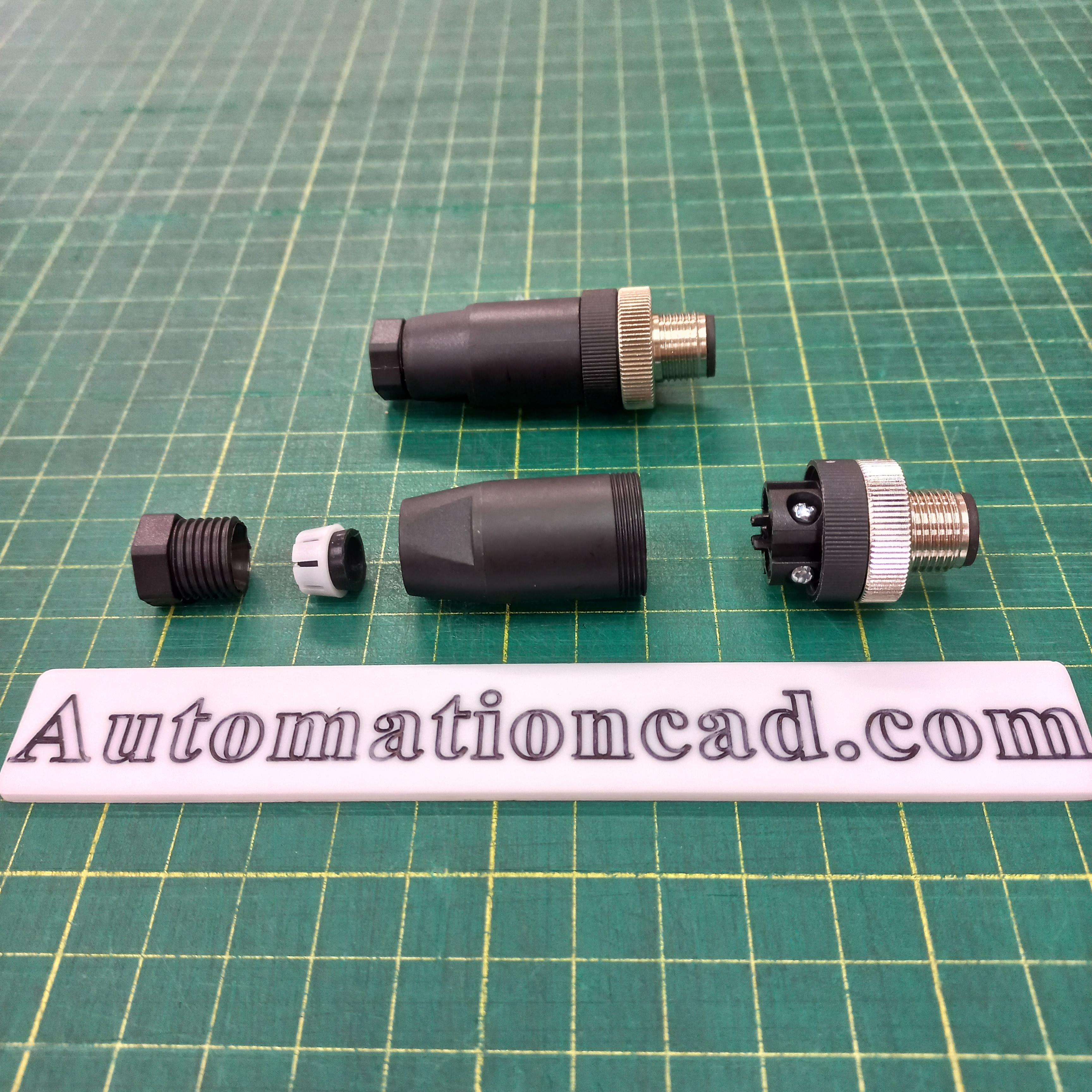 หัวคอนเนคเตอร์ M12 4Pins แบบตรง ตัวผู้ Connector