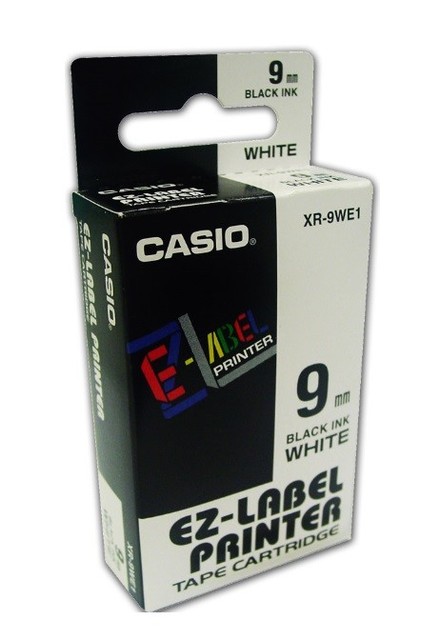 EZ-LABEL CASIO 9mm XR-9WE.สำหรับ เครื่องพิมพ์ฉลาก KL-Series CASIO PRINTER LABEL