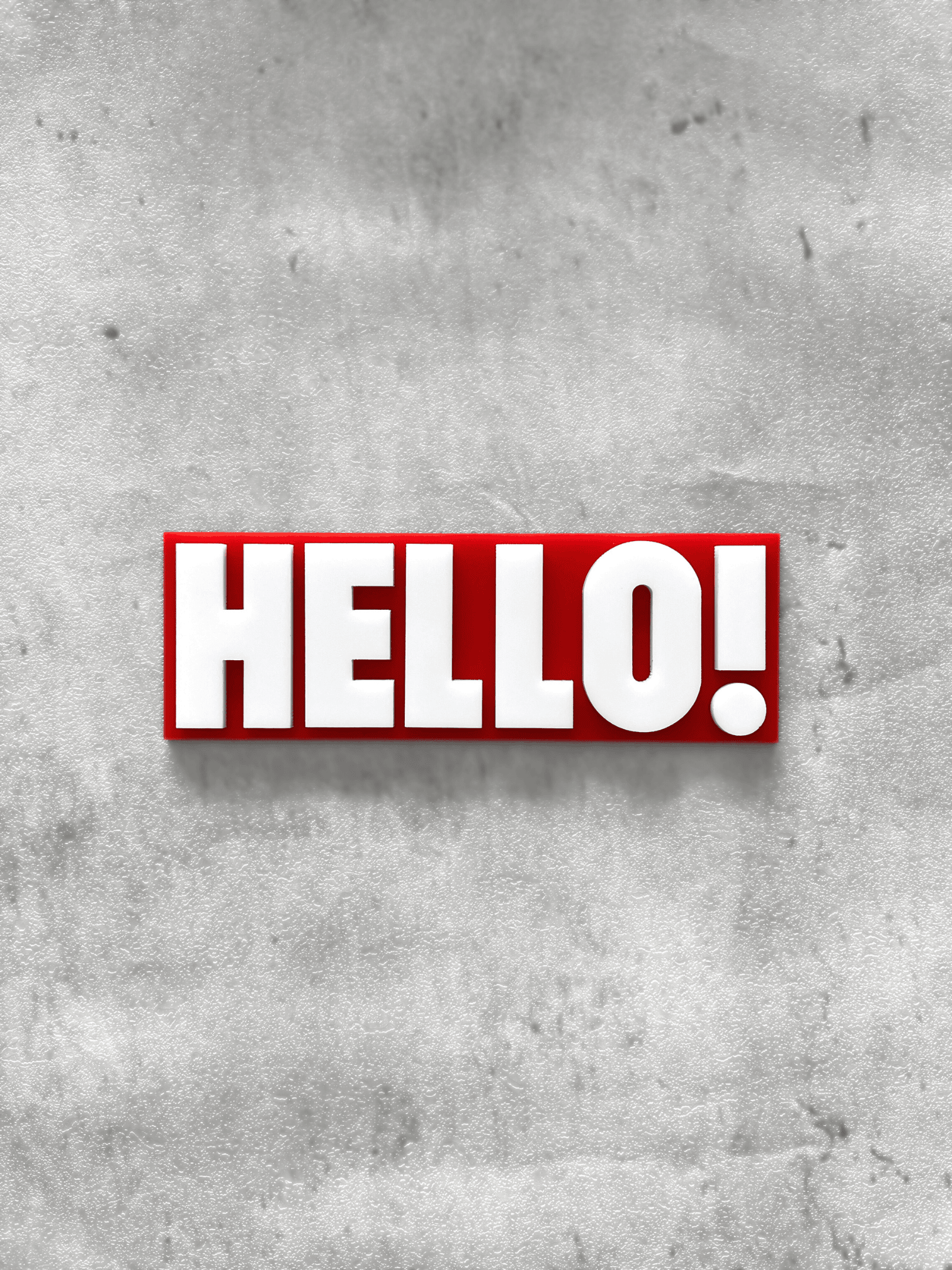 ป้ายคำทักทาย HELLO! อะคริลิค พื้นแดงด้าน ลายนูน มีมิติ สไตล์โมเดิร์น มินิมอล เรียบหรู ขนาดความยาว : 13 cm.