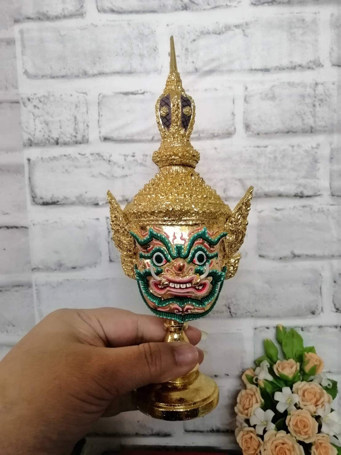 ท้าวเวสสุวรรณ ขนาดกลาง งานละเอียด เรซิ่นปิดทอง พร้อมฐานปิดทอง