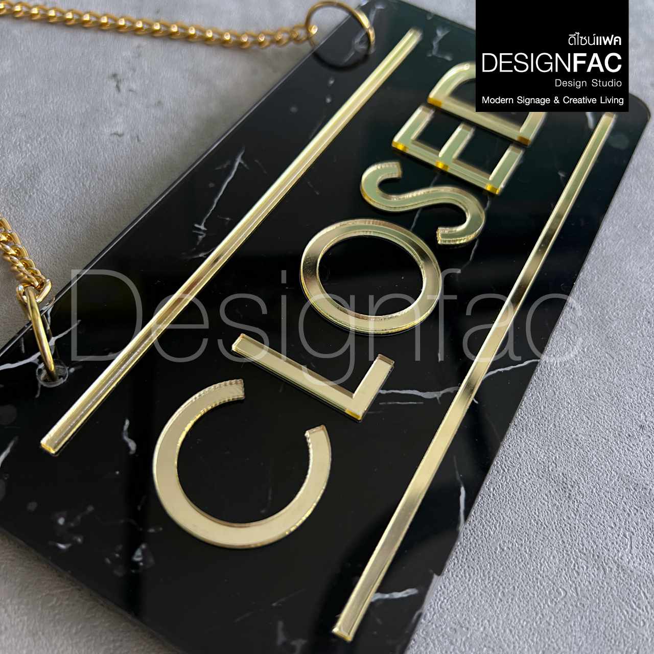 ป้ายเปิดปิดร้าน OPEN CLOSED ป้ายแขวนหน้าร้าน ป้ายอะคริลิคลายหินอ่อน หรูหรา สไตล์มินิมอล