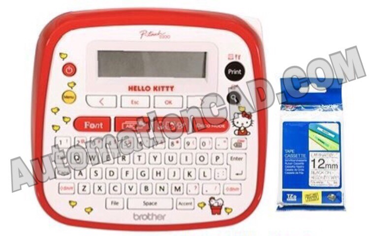 เทปพิมพ์อักษร TZE-HC31 12 มม. BROTHER ของแท้ อักษรสีดำ พื้นลายคิตตี้ HELLO KITTY