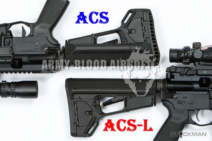 MAGPUL ACS-L Carbine Stock with Enhanced Rubber Butt-Pad, 0.70 & 5.56 NATO (.223) Dummy Rounds (BK)